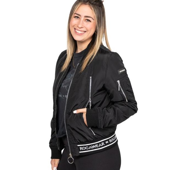 ♠BLACK ROCAWEAR LOGO BOMBER JACKET - Picture 3 of 14